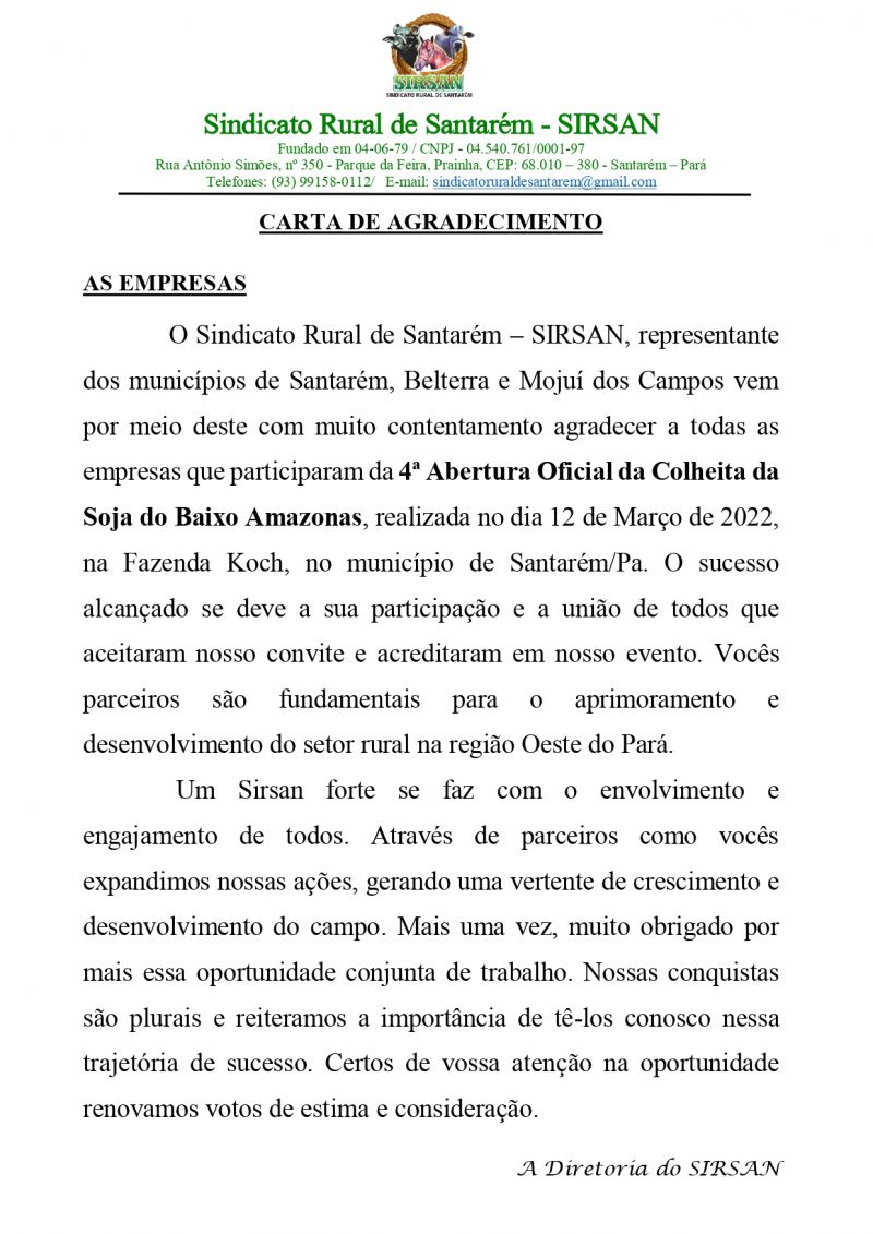 AGRADECIMENTO ESPECIAL AS EMPRESAS 